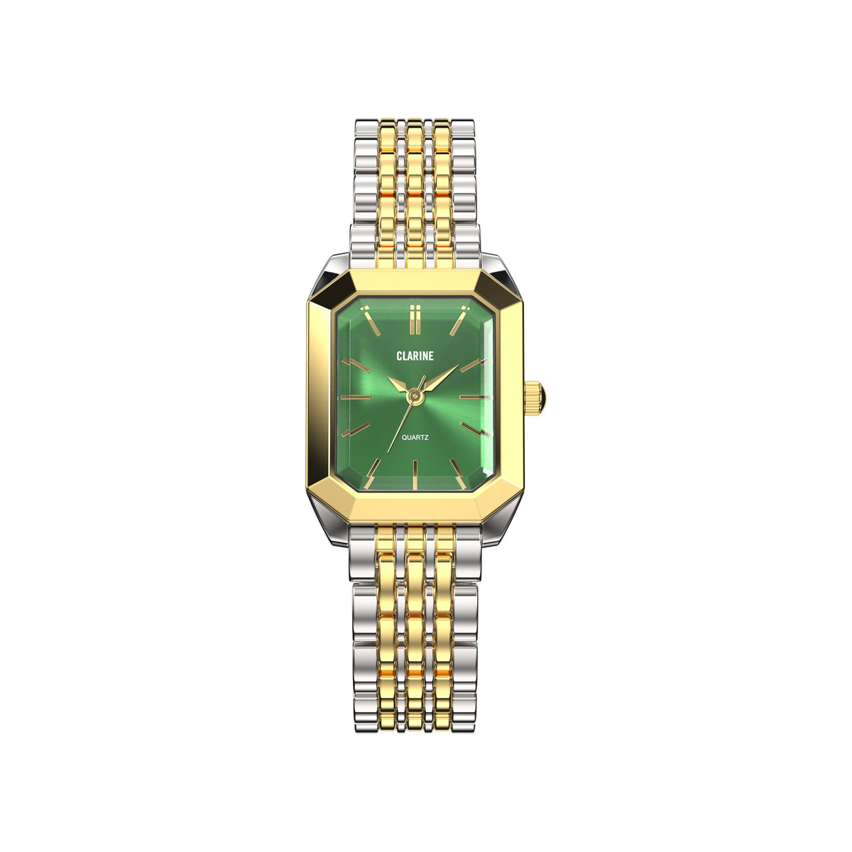 Claire de Mains Watch, Premium Two Tone Stainless Steel / Green | Vayllor