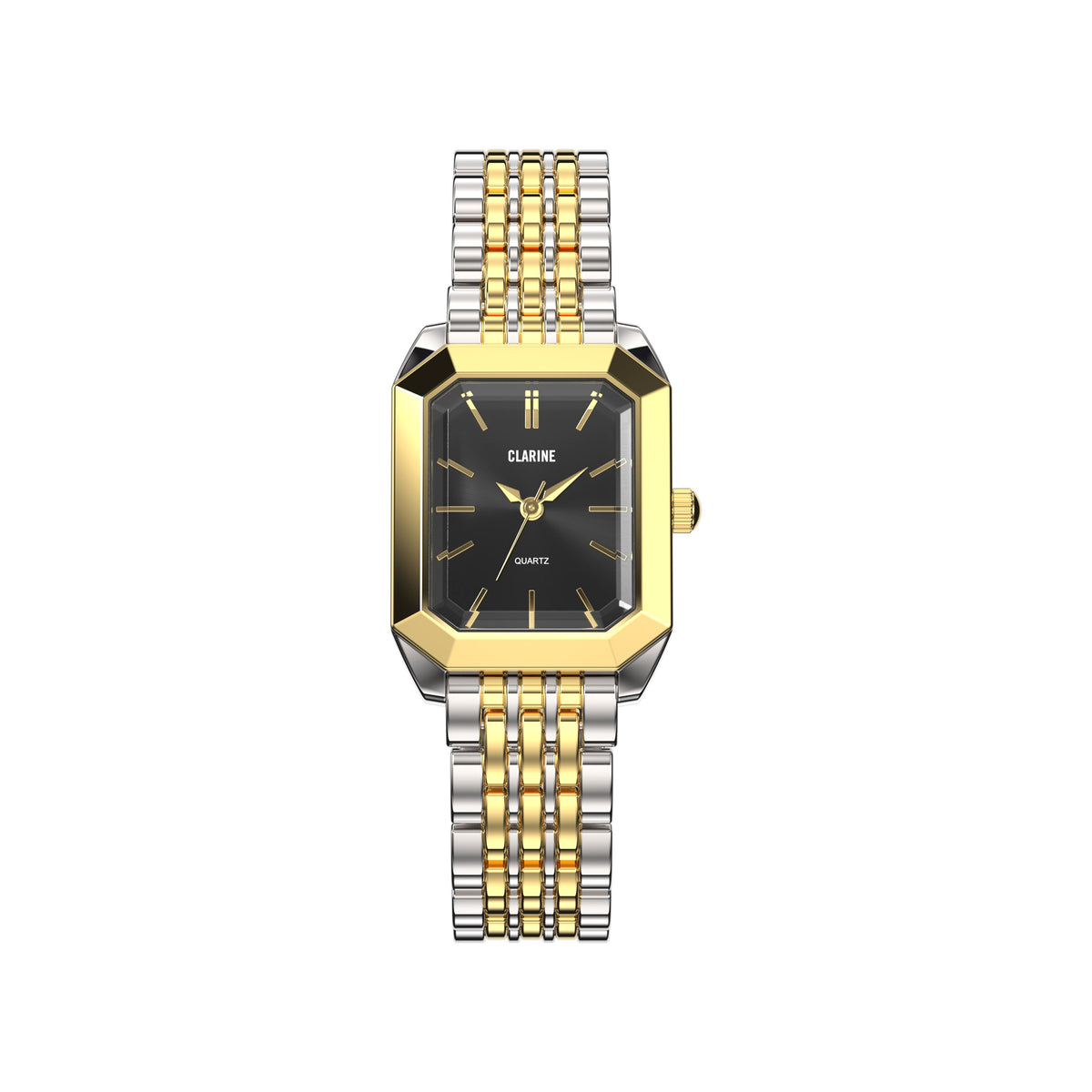 Claire de Mains Watch, Premium Two Tone Stainless Steel / Black | Vayllor