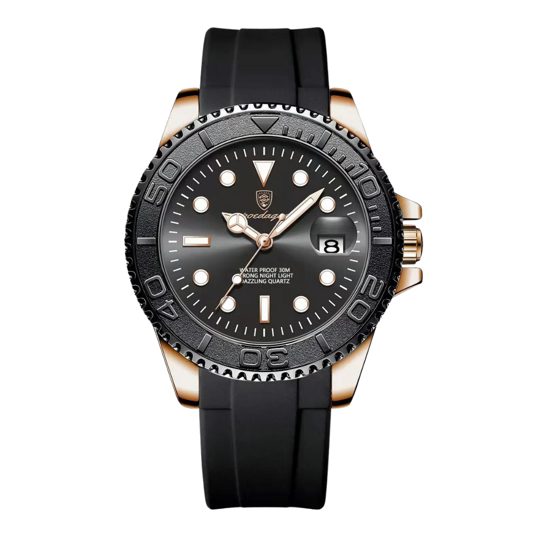 Yacht 43mm Watch, Silicone Full Black | Vayllor