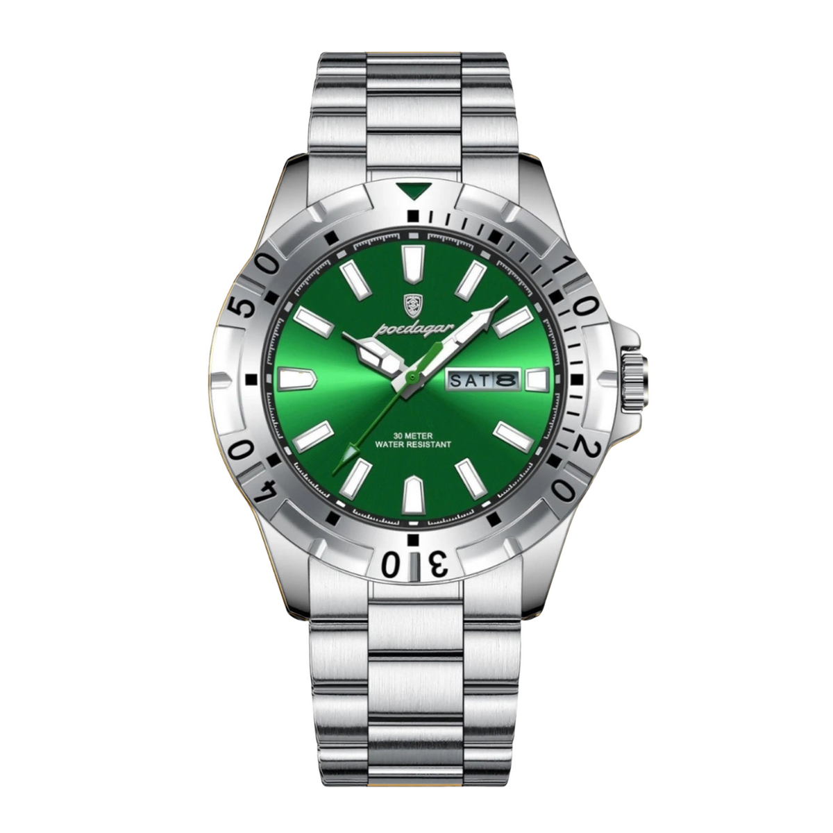 Noble 40mm Watch, Silver Emerald | Vayllor