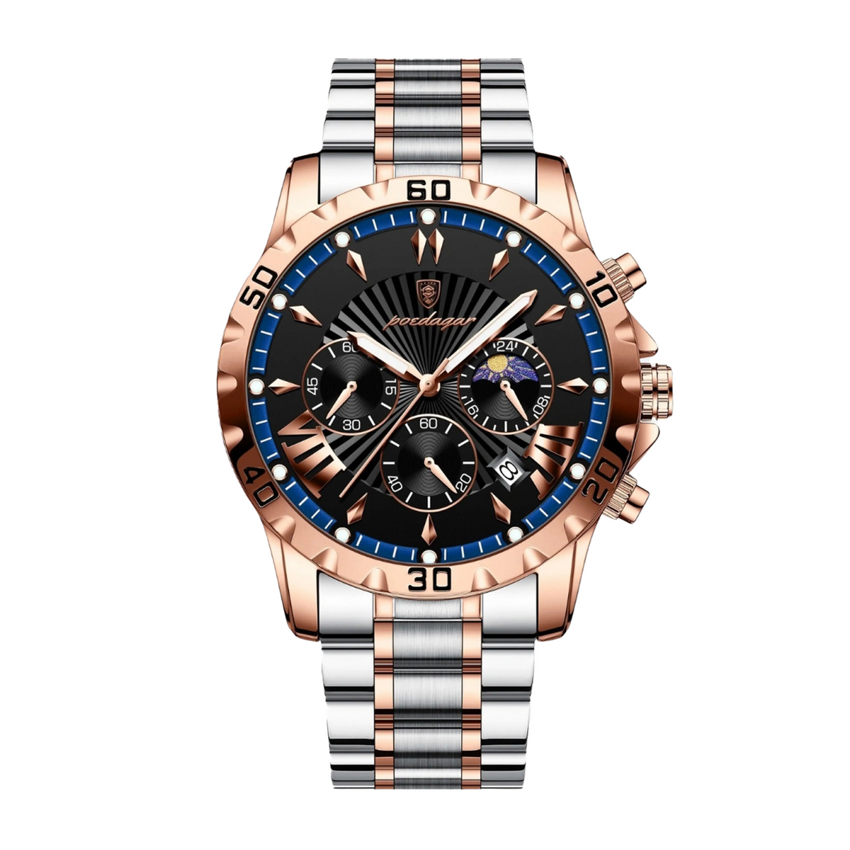 Sovereign 40mm Watch, Rose Gold - Blue | Vayllor